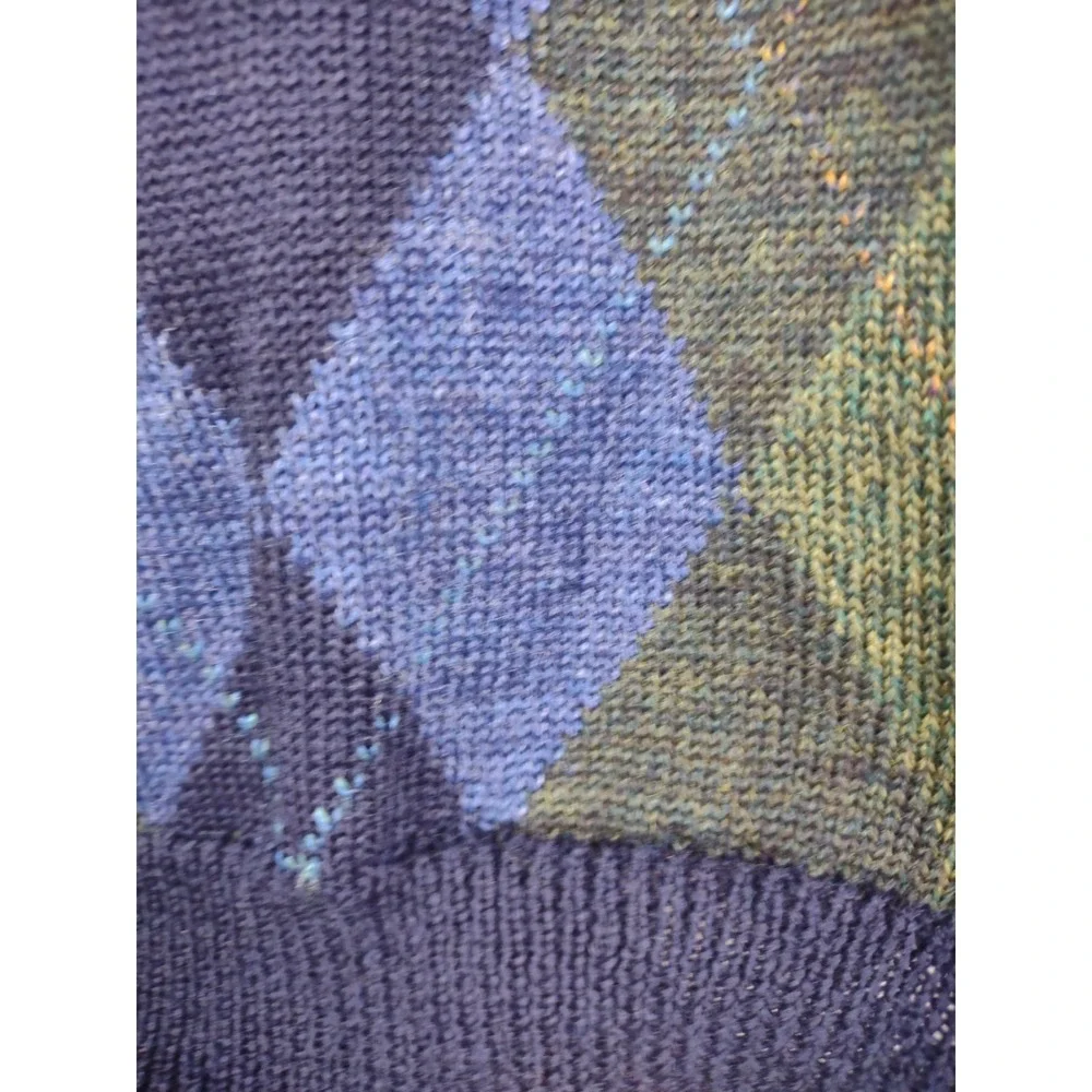 Vtg Tricots St Raphael Argyle Pattern Wool XL Pullover Collared Sweater *HOLES* - Picture 10 of 12